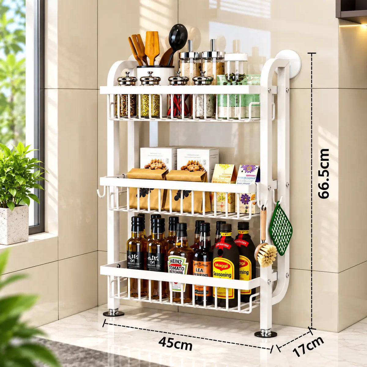 ৩ স্টেপ কিচেন স্টোরেজ র‍্যাক 3-Tier Wall-Mounted Kitchen Storage Rack